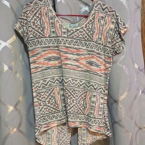 Maurices Multicolor Tribal Print Short Sleeve Top